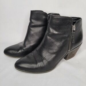 Frye Judith (Size 6M) Double Zip Ankle Boots Womens Black Leather Block Heel